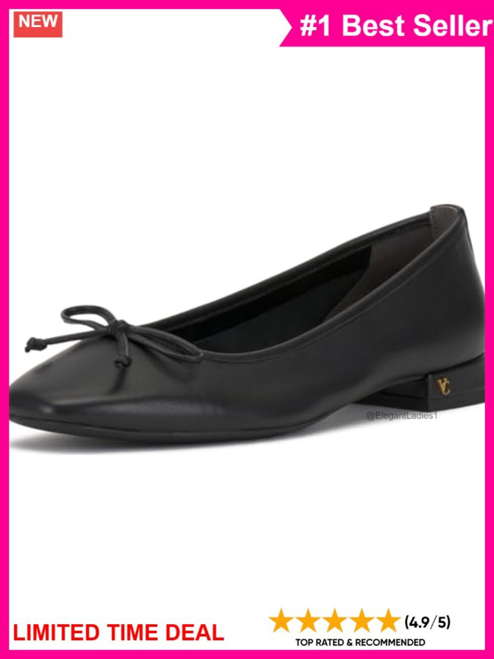 Leather Slip On Heeled Ballet Flats Block Heel Almond Toe